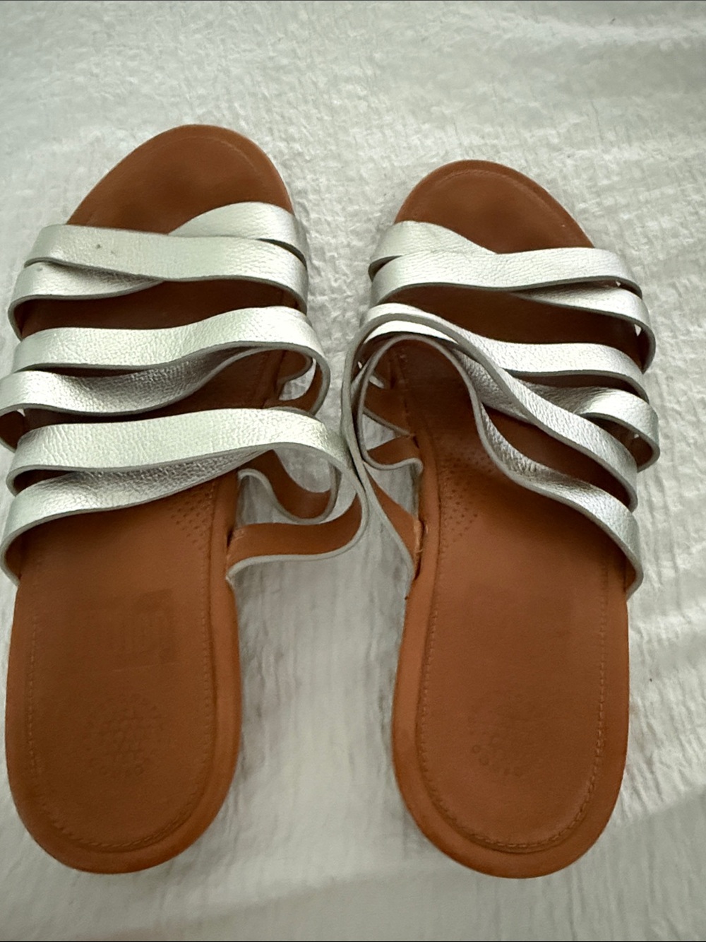 Women's Fit Flop Silver Strappy Slide Sandals